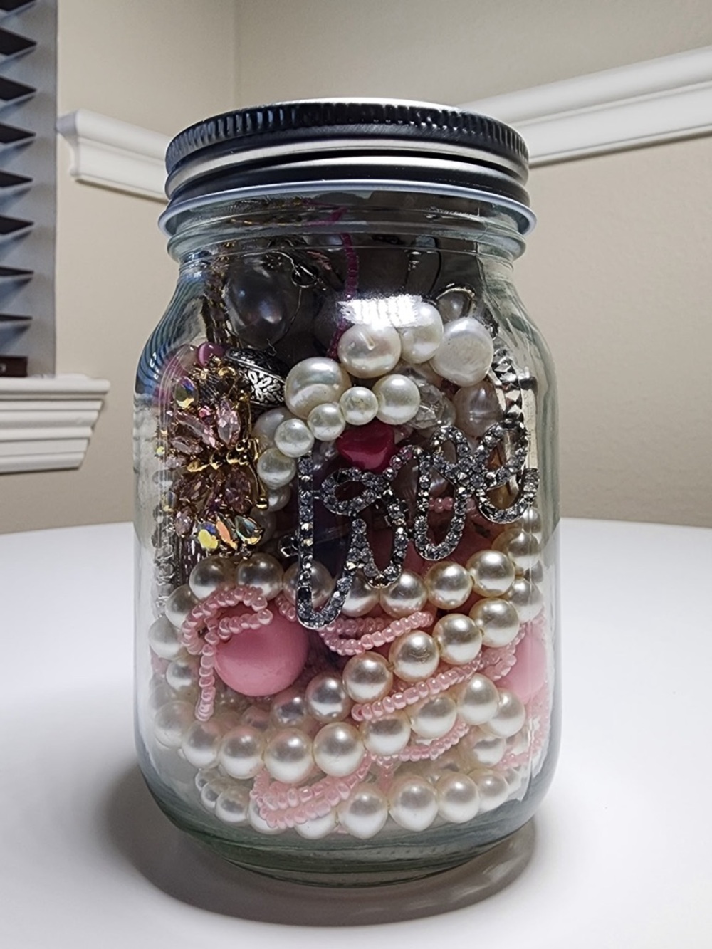 Pink and Silver Jewelry Jar